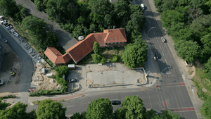 Luftaufnahme des Bahnhofs Gartenfeld