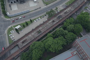Luftaufnahme des Bahnhofs Wernerwerk