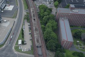 Luftaufnahme des Bahnhofs Wernerwerk
